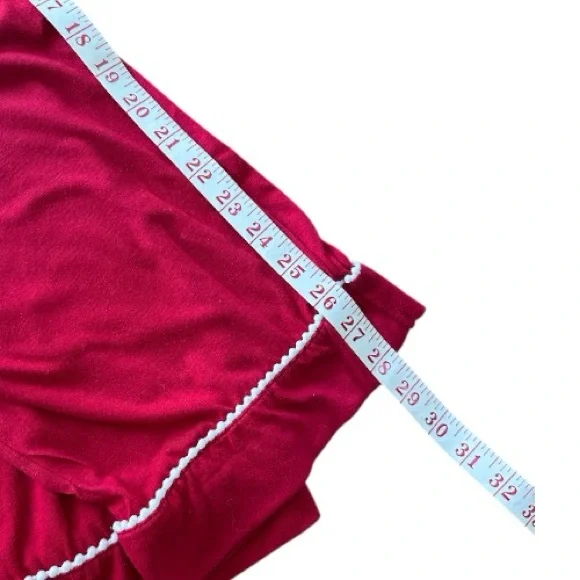 Cynthia Rowley 2pc Long PJ’s in Candy Apple Red w/White Embroidered Piping - SM - Picture 5 of 12